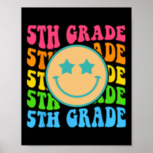 Groovy 5th Grade Vibes Face Retro Teachers Back Poster