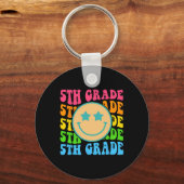 Groovy 5th Grade Vibes Face Retro Teachers Back Sleutelhanger (Achterkant)