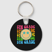 Groovy 5th Grade Vibes Face Retro Teachers Back Sleutelhanger (Achterkant)