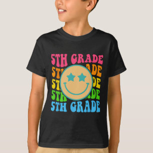 Groovy 5th Grade Vibes Face Retro Teachers Back T-shirt