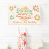 Groovy 60's '70' bloemen op zaterdag spandoek (Insitu)