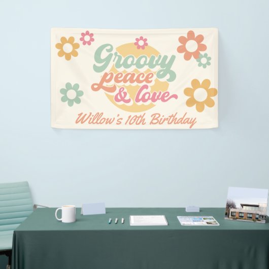 Groovy 60's '70' bloemen op zaterdag spandoek (Beurs)