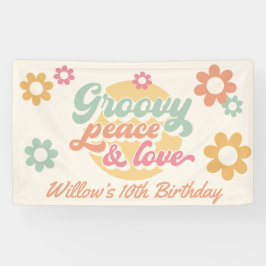 Groovy 60's '70' bloemen op zaterdag spandoek