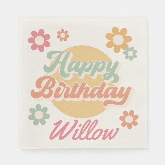 Groovy 60's '70' Flowers Birthday Party, elke leef Servet (Voorkant)