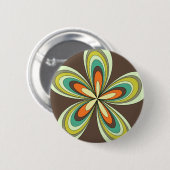 Groovy 60s 70er Hippie Bloem Bruine Retro Margriet Ronde Button 5,7 Cm (Voorkant /achterkant)