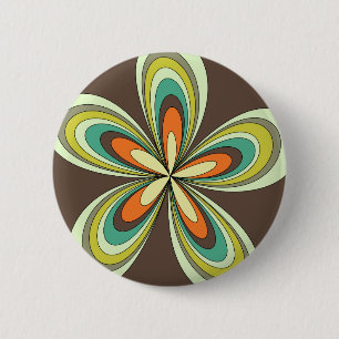 Groovy 60s 70er Hippie Bloem Bruine Retro Margriet Ronde Button 5,7 Cm