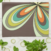 Groovy 60s 70er Hippie Bloem Bruine Retro Margriet Theedoek (Gevouwen)