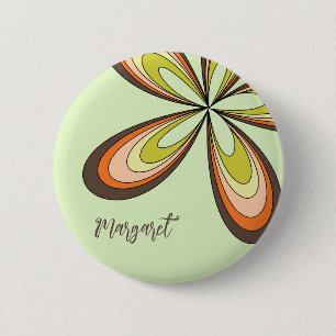 Groovy 60s 70er Hippie Bloem Lime Retro Madeliefje Ronde Button 5,7 Cm