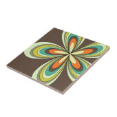 Groovy 60s 70jaren Hippie Bloem Bruine Retro Madel Tegeltje (Zijkant)