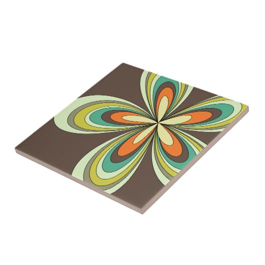 Groovy 60s 70jaren Hippie Bloem Bruine Retro Madel Tegeltje (Zijkant)