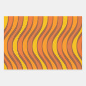 Groovy 60s 70s Abstracte Wavy Lines Oranje Brown Inpakpapier Vel (Voorkant 2)