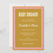 Groovy 60s 70s Colorful Pink Mustard Baby shower Kaart (Voorkant)