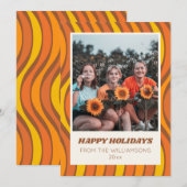 Groovy 60s 70s Herfst Oranje bruine foto Feestdagenkaart (Voorkant / Achterkant)