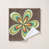 Groovy 60s 70s Hippie Bloem Bruin Retro Daisy Bad Handdoek (Wasdoekje)