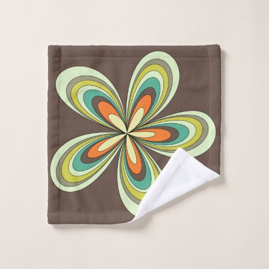 Groovy 60s 70s Hippie Bloem Bruin Retro Daisy Bad Handdoek (Wasdoekje)