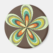 Groovy 60s 70s Hippie Bloem Bruin Retro Daisy Magneet (Voorkant)
