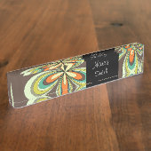 Groovy 60s 70s Hippie Bloem Bruin Retro Daisy Naambordje (Zijkant)