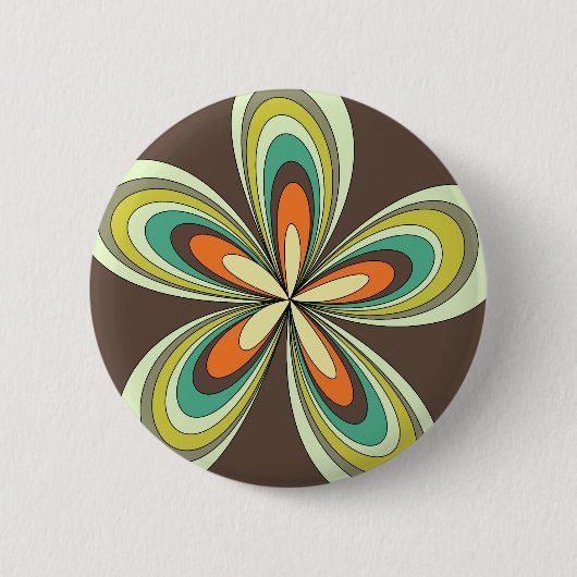 Groovy 60s 70s Hippie Bloem Bruin Retro Daisy Ronde Button 5,7 Cm (Voorkant)