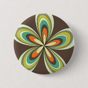 Groovy 60s 70s Hippie Bloem Bruin Retro Daisy Ronde Button 5,7 Cm