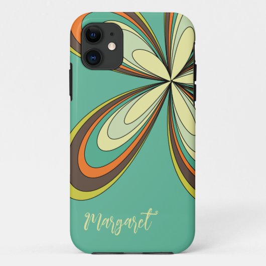 Groovy 60s 70s Hippie Bloem Turquoise Daisy Naam Case-Mate iPhone Case (Achterkant)