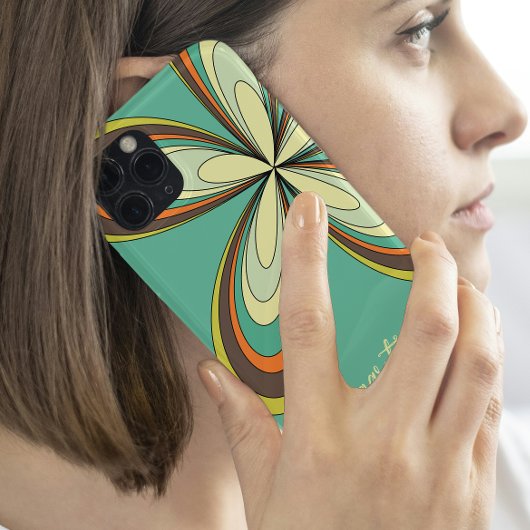 Groovy 60s 70s Hippie Bloem Turquoise Daisy Naam Case-Mate iPhone Case