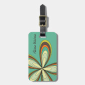 Groovy 60s 70s Hippie Bloem Turquoise Madelief Naa Bagagelabel (Voorkant verticaal)