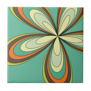 Groovy 60s 70s Hippie Bloem Turquoise Retro Daisy Tegeltje