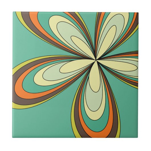 Groovy 60s 70s Hippie Bloem Turquoise Retro Daisy Tegeltje (Voorkant)