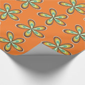 Groovy 60s 70s Hippie Flower Sinaasappel Retro Dai Cadeaupapier (Hoek)