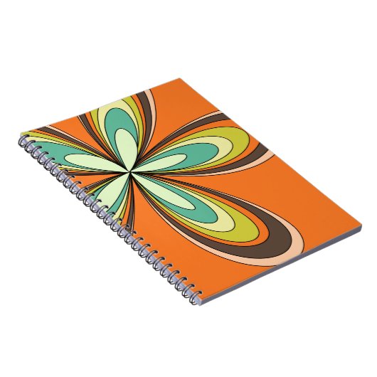Groovy 60s 70s Hippie Flower Sinaasappel Retro Dai Notitieboek (Rechterzijde)
