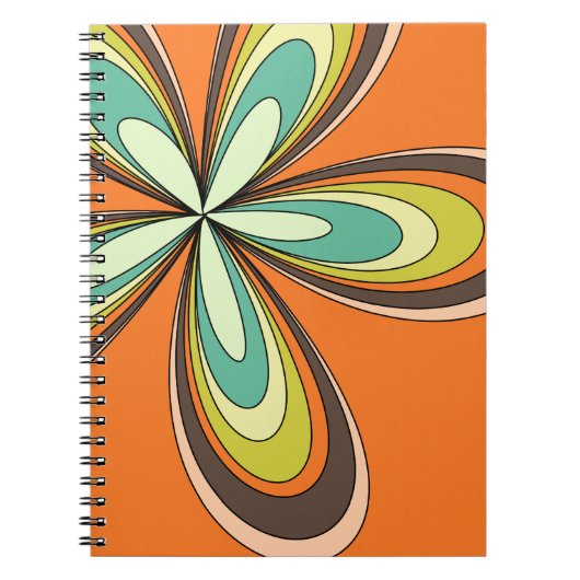 Groovy 60s 70s Hippie Flower Sinaasappel Retro Dai Notitieboek (Voorkant)