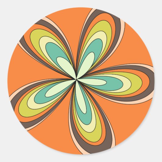 Groovy 60s 70s Hippie Flower Sinaasappel Retro Dai Ronde Sticker (Voorkant)