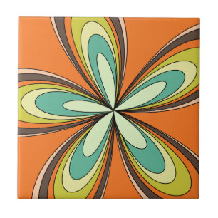 Groovy 60s 70s Hippie Flower Sinaasappel Retro Dai Tegeltje