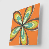 Groovy 60s 70s Hippie Flower Sinaasappel Retro Dai Vierkante Klok (Hoek)