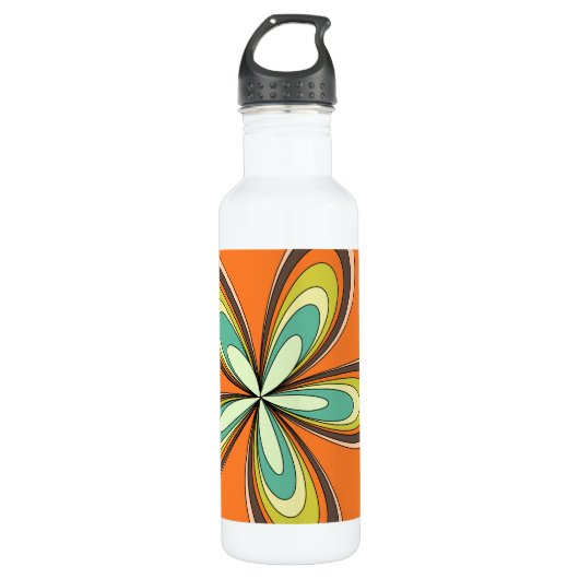 Groovy 60s 70s Hippie Flower Sinaasappel Retro Dai Waterfles (Voorkant)