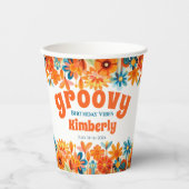 Groovy 60's 70s Vibe Floral Retro Verjaardag Papieren Bekers (Voorkant)