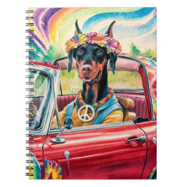 Groovy 60s Dobermann in Red Cabrio Notitieboek