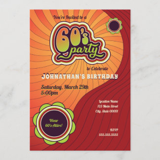 Groovy 60's Feest Uitnodiging