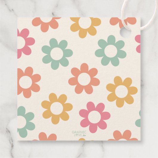 Groovy 60's Flowers 70 Birthday Party Hartelijk da Bedankjes Labels (Achterkant)