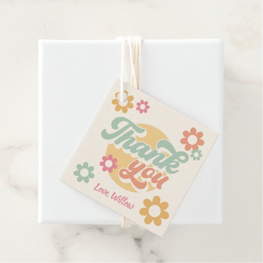 Groovy 60's Flowers 70 Birthday Party Hartelijk da Bedankjes Labels (In situ)