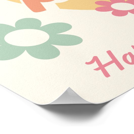 Groovy 60's Flowers 70 Birthday Party Welcome Poster (Hoek)