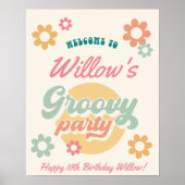 Groovy 60's Flowers 70 Birthday Party Welcome Poster (Voorkant)