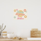 Groovy 60's Flowers Happy Birthday Party Poster (Keuken)
