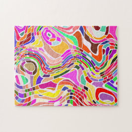 Groovy 60's Line Art | Uitdagend Abstract Legpuzzel