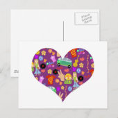 Groovy 60's Paarse liefde Briefkaart (Voorkant / Achterkant)