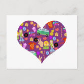 Groovy 60's Paarse liefde Briefkaart (Voorkant)