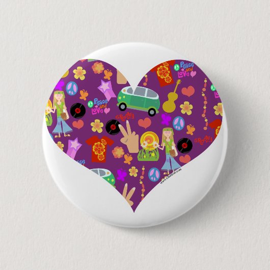 Groovy 60's Paarse liefde Ronde Button 5,7 Cm (Voorkant)