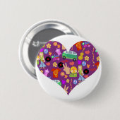 Groovy 60's Paarse liefde Ronde Button 5,7 Cm (Voorkant /achterkant)
