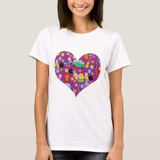 Groovy 60's Paarse liefde T-shirt (Voorkant)