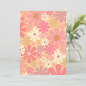 Groovy 60s Partij Roze Floral Birthday Kaart (Staand voorkant)